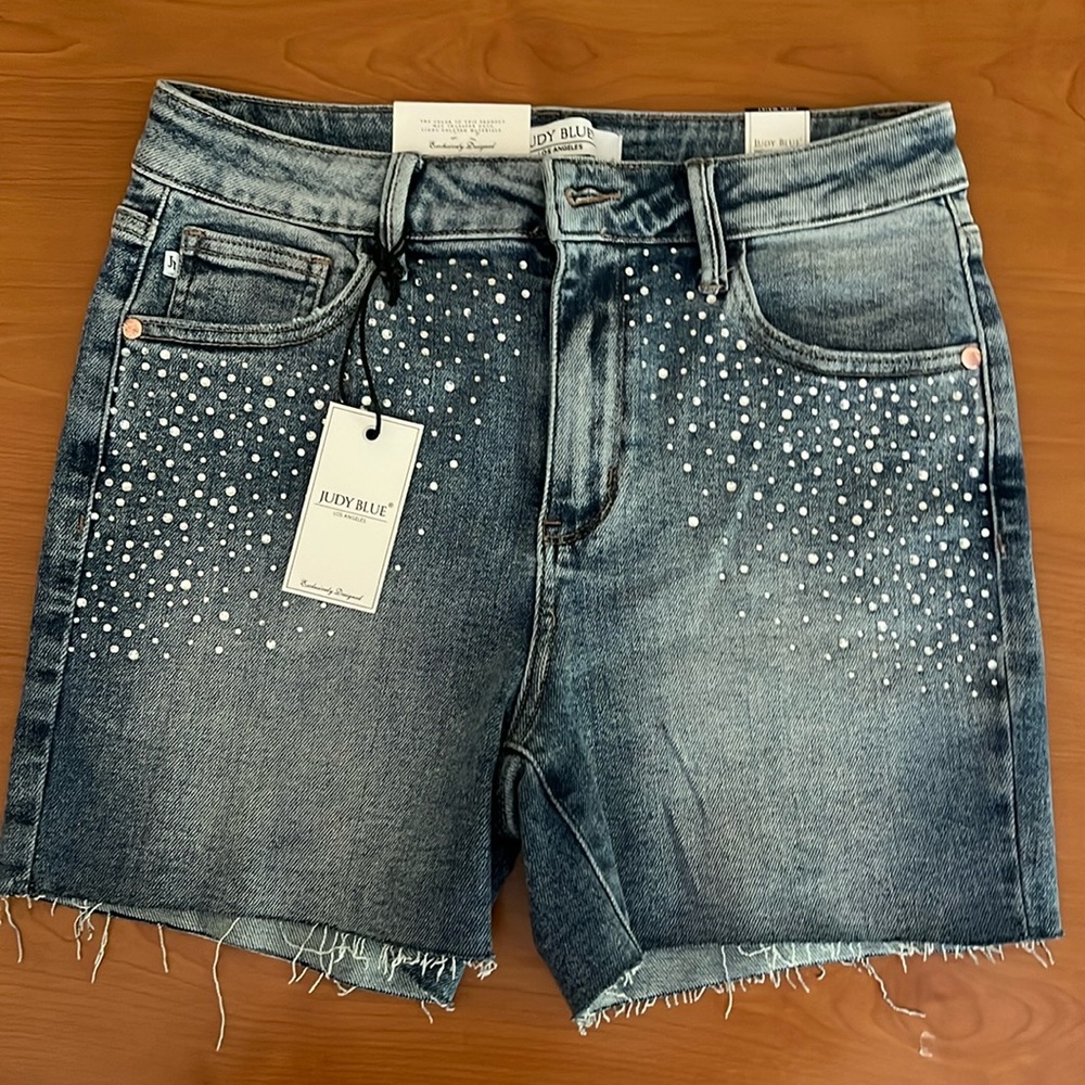 Judy Blue Diamonds in the Sky denim bling shorts